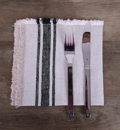 Linen napkins - French linen. Natural outmeal stripes Cottage, coutry style linen. Set of linen napkins. Stonewashed. Linen cloth napkins.