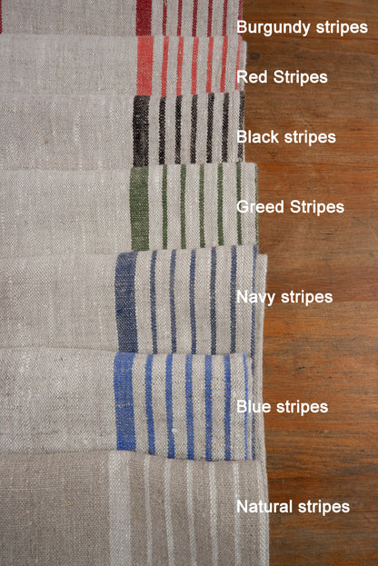 Curtains 100% Linen striped PREWASHED, window panel kitchen Living room farmhouse curtains. Grain Sack flax Bedroom indigo navy blue striped