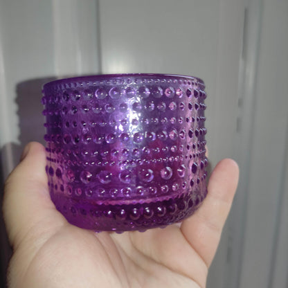 Iittala Kastehelmi amethyst - Tealight candleholder- candle holder -  Finnish glass design Vintage  - green white red yellow  - candleholder
