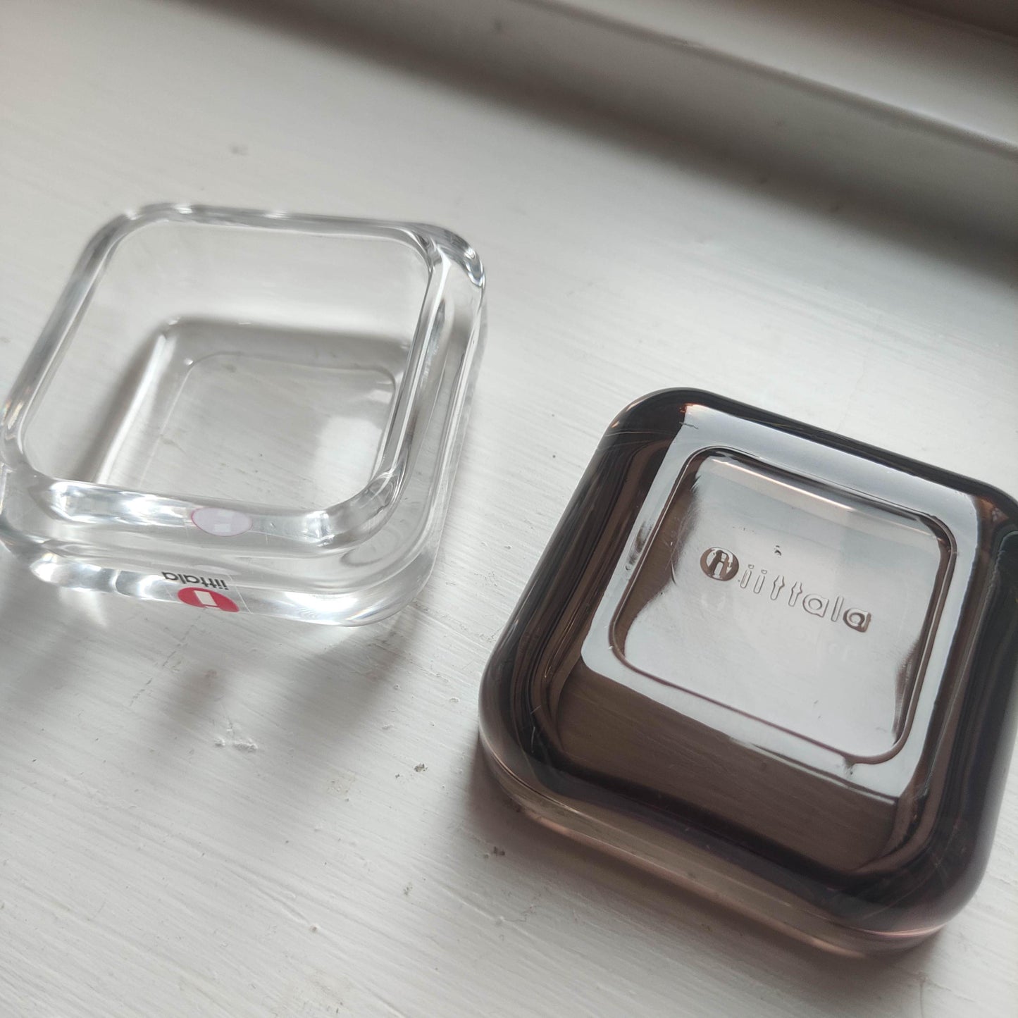Iittala: VITRIINI Series -  Small Jewelry Box - clear brown glass jewelry box Finnish design Vintage