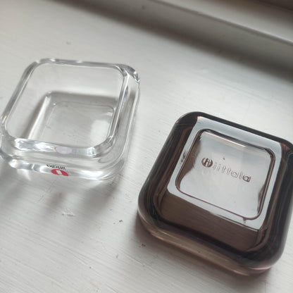 Iittala: VITRIINI Series -  Small Jewelry Box - clear brown glass jewelry box Finnish design Vintage