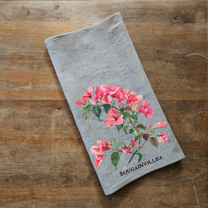 Renfanfönsterhandduk i linne, blommiga handdukar, botanisk blommig diskhandduk, gul blommig köksdekoration