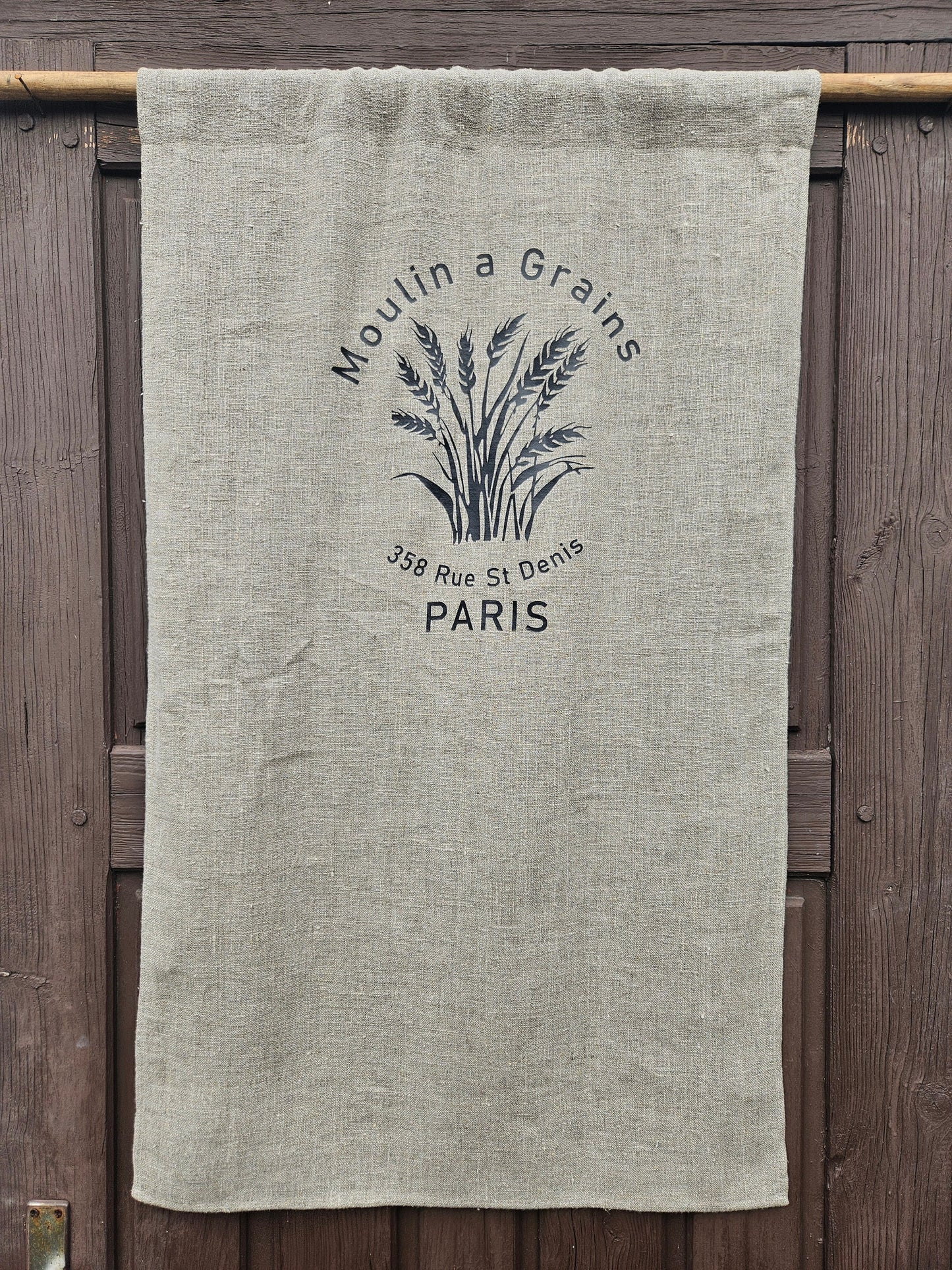Natural grain sack Cafe Curtains, French stamp burlap Farmhous window panel, Living room Cafe Kitchen window curtain custom size