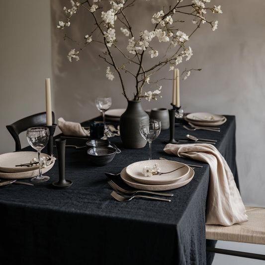 100% Linen tablecloth PREWASHED Plain color Natural French table cloth rustic rectangle square oval black country style flax custom