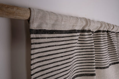 Ticking Valance - Farmhouse Curtain - Pure linen window treatment. Living room Cafe Kitchen window panel. Grain sack flax farmhouse style