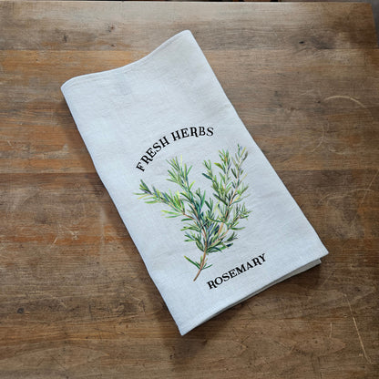 Hand Towels Tea with provence herbs - Farmhouse Floral greenery Kitchen Décor Kitchen Dish Tea Towel - Rosemary Floral Tea Towel in linen -