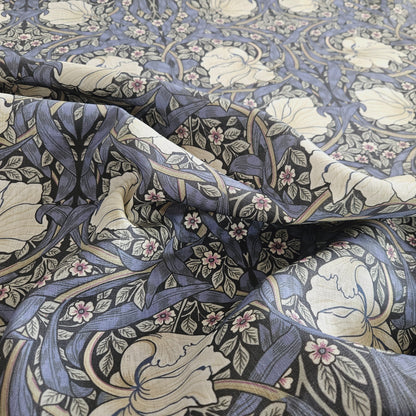 Linen foral tablecloth with birds, william Morris pimpernel tablecloth, arts and crafts movement tablecloth Victorian style