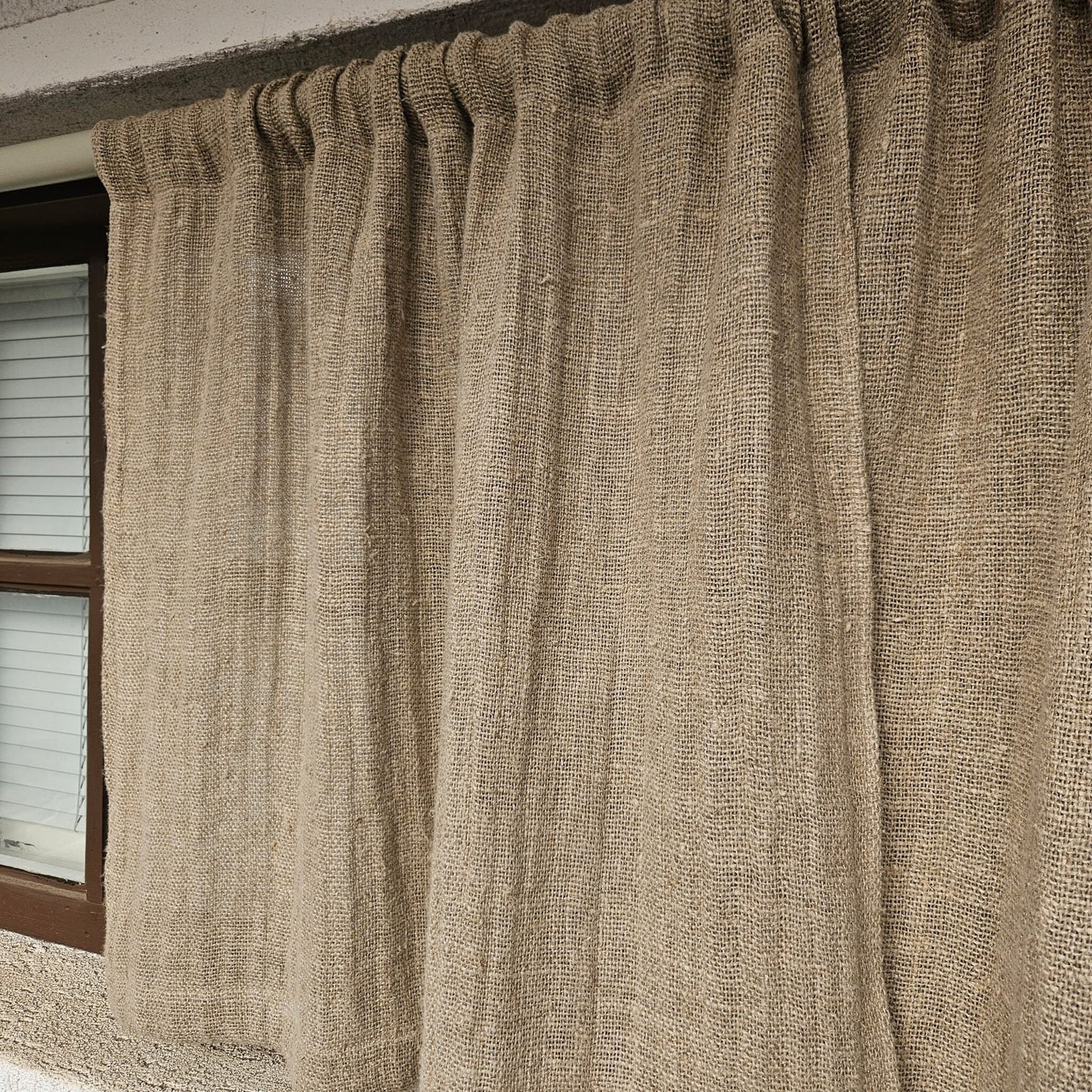 white grain sack Cafe Curtains, burlap Farmhous window panel, Living room Cafe Kitchen window curtain custom size