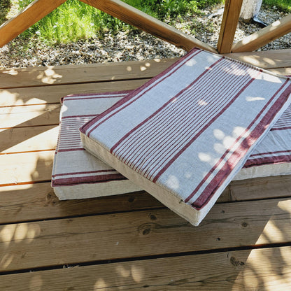 Bench cushion in linen in custom size,  natural Window seat cushions, Custom Chair seat pad with removable cover