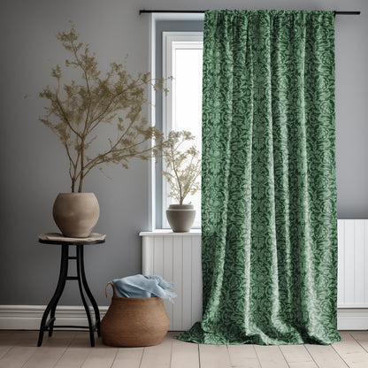 William Morris Curtain Panel queen Anne, Floral Botanical Green Print Curtain Panels,  Curtains for living room