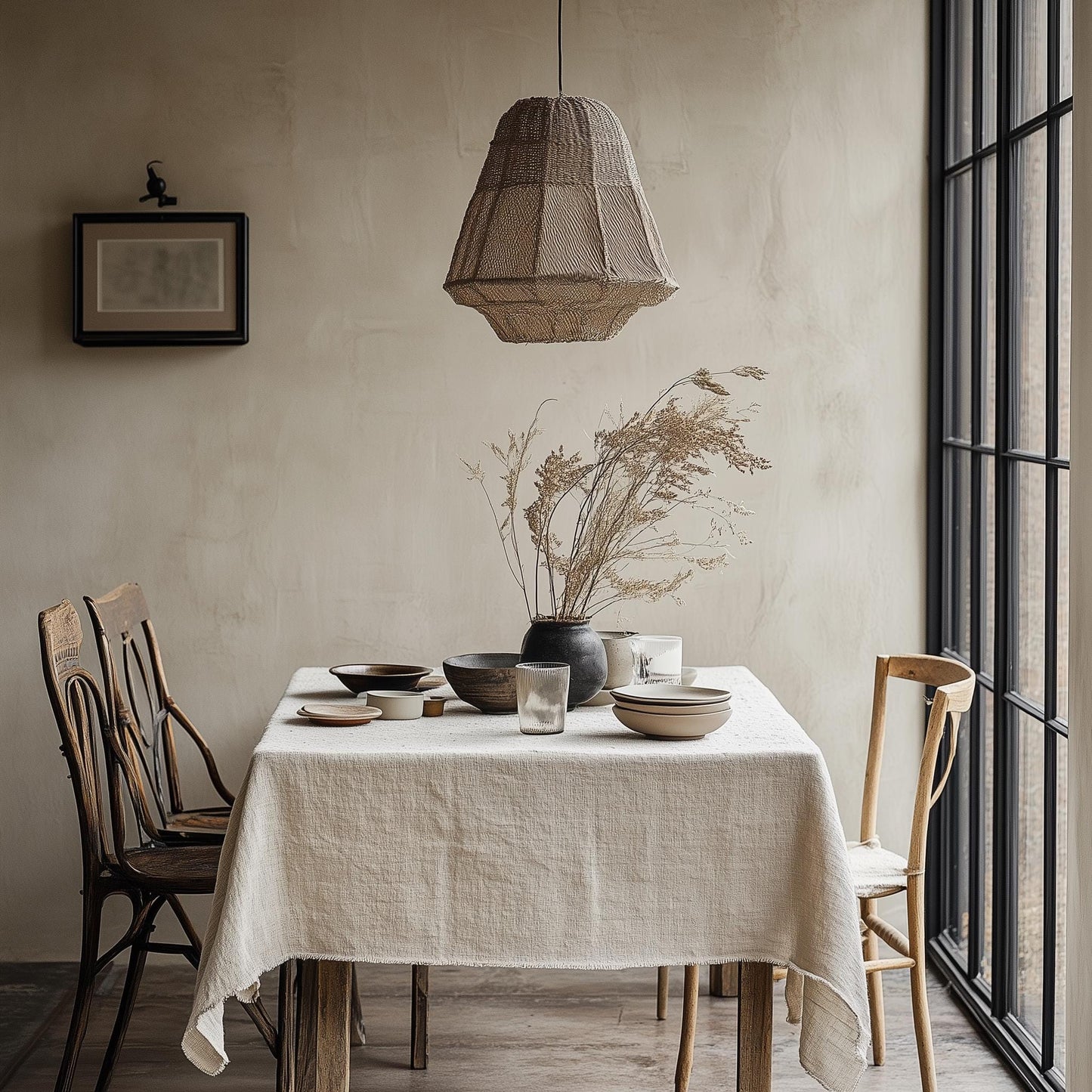 Heavy linen tablecloth for dinning table - French style washed linen table cloth Retangle Square or Round  in white neutral or other colors