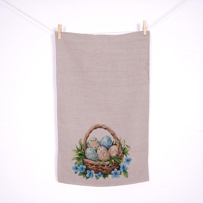 Rabbit kitchen Towel in linen - Easter bunny Hand Towels Tea - Farmhouse Floral Dish Towel - Kitchen Décor Eastern Kitchen Tea Towel