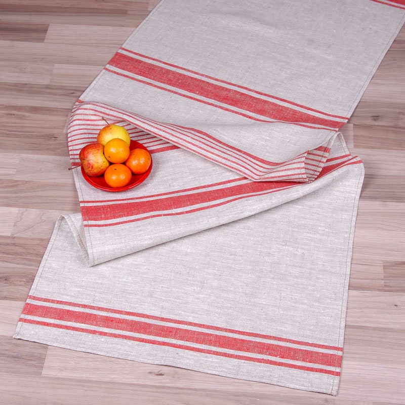 Linen runner - french sack linen. Rustic striped linen Cottage farmhouse coutry style linen. Stonewashed. 100% linen Burlap