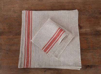 Linen napkins - French linen. Natural blue striped. Sack linen Cottage coutry style. Set of linen napkins. Stonewashed. Linen cloth napkins.