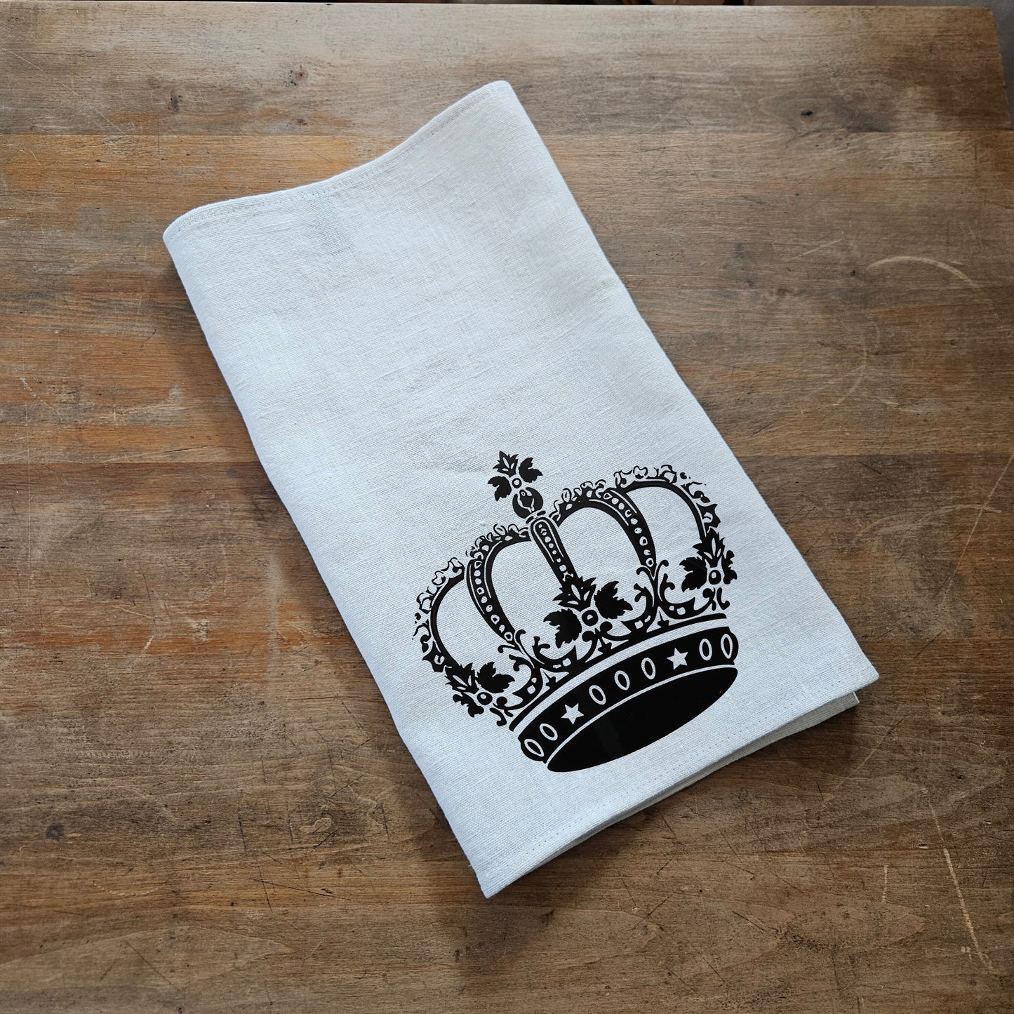 Crown Farm Tea Towel in linen,  Hand Towels Tea, Farmhouse Floral Dish Towel,  Kitchen Décor Eastern Kitchen Tea Towel