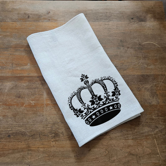 Crown Farm Tea Towel in linen,  Hand Towels Tea, Farmhouse Floral Dish Towel,  Kitchen Décor Eastern Kitchen Tea Towel