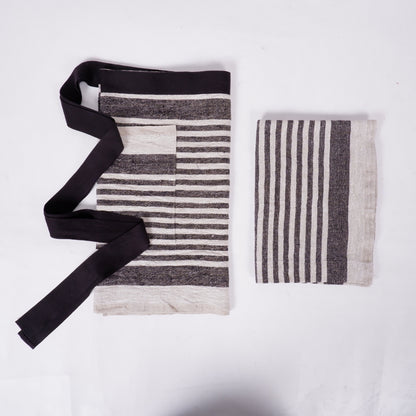 Garcon apron 100% Linen - french grain sack flax - natur black -  Softened Gardening Kitchen Apron -  Daily life apron