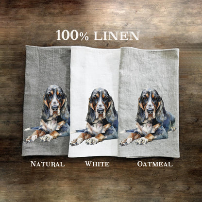 dog Tea Towel in linen, Dog lovers Hand Towels Tea, Farmhouse Dish Towel,  Kitchen Décor Tea Towel