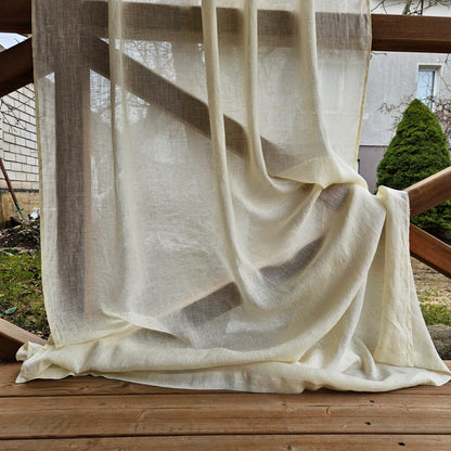 Sheer Linen Curtains, 100% linen Extra Long Curtains, Linen Curtains with rod pocket, yellow PREWASHED Sheer window panel