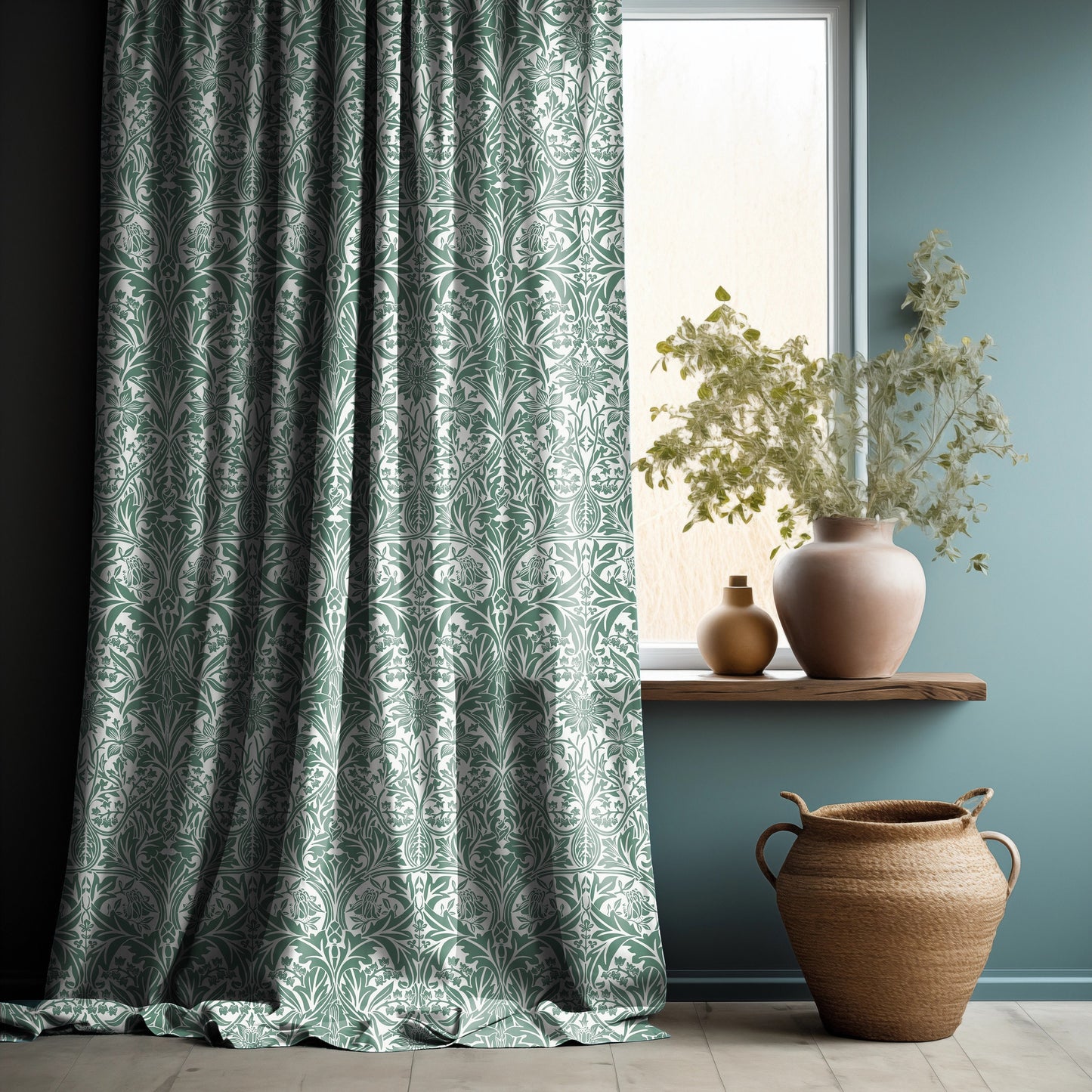 William Morris Curtain Panel Bluebell, Floral Botanical Blue Print  Curtain Panels,  Curtains for living room
