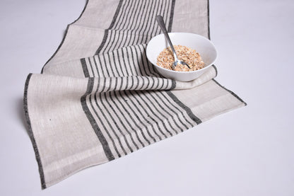 Linen runner - french sack linen.Rustic striped linen Cottage farmhouse coutry style linen. Stonewashed. 100% linen Burlap