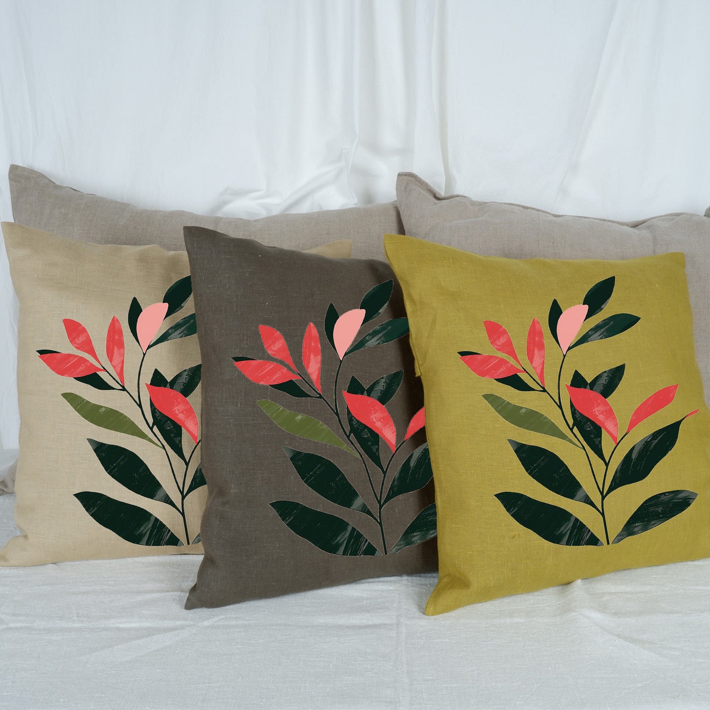 SALE LINEN Cushion cover Modern Contemporary art, decorative linen pillow cover , Boho Summer decor Cushion Housewarming Gift