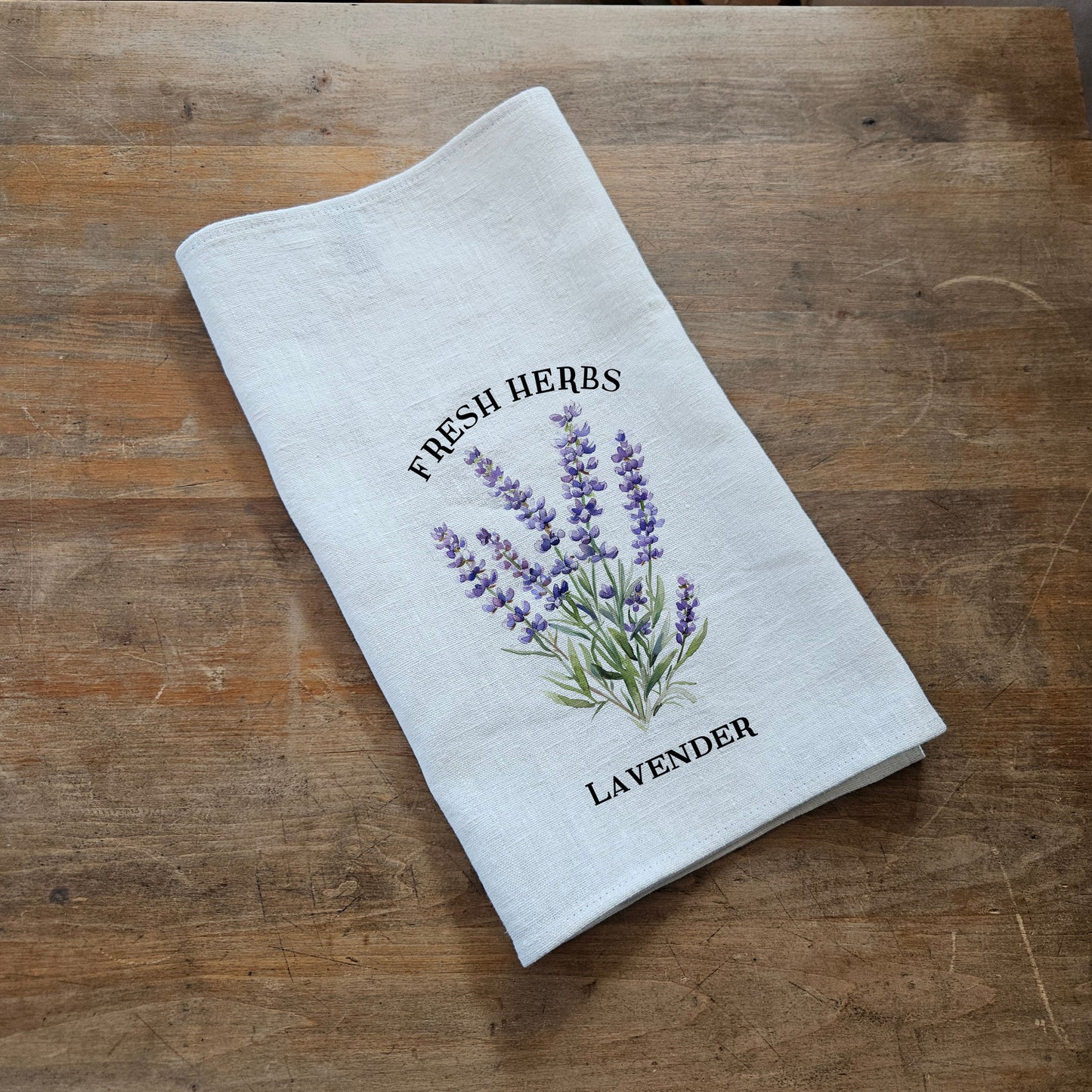 Lavender Floral Tea Towel in linen, Hand Towels Tea, Farmhouse Floral Dish Towel, Lavender Floral Kitchen Décor, Floral Kitchen Tea Towel