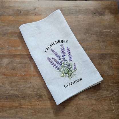 Lavender Floral Tea Towel in linen, Hand Towels Tea, Farmhouse Floral Dish Towel, Lavender Floral Kitchen Décor, Floral Kitchen Tea Towel