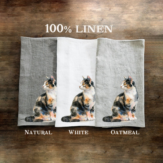 Cat kitchen Towel in linen, hand Towels Tea in linen,  pets Dish Towel  Kitchen Décor Tea Towel in linen