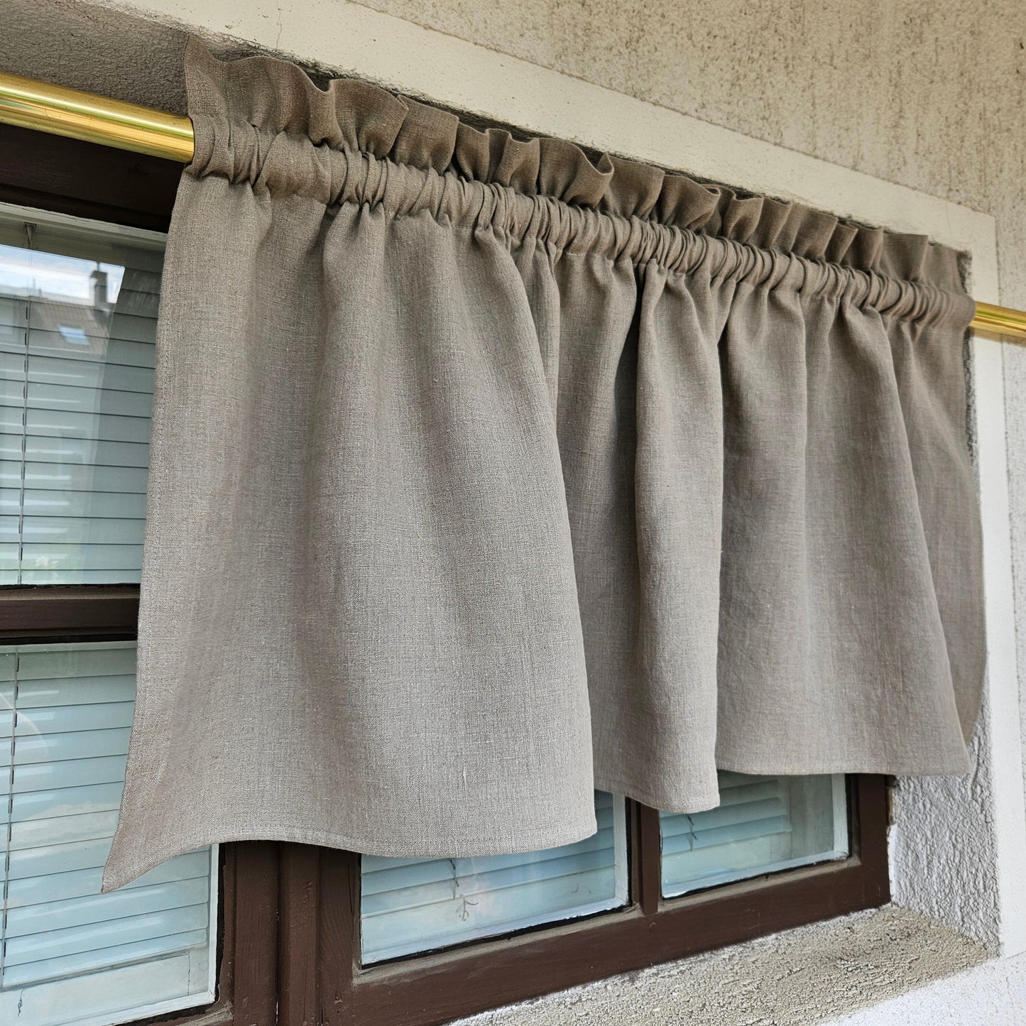 Natural linen Cafe Curtains in custom size, custom size Farmhous window panel, Living room Cafe Kitchen window curtain custom size