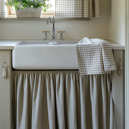 Linen Valance natural Farmhouse Pure linen window treatment - Living room Cafe Kitchen window panel -  farmhouse sink curtains