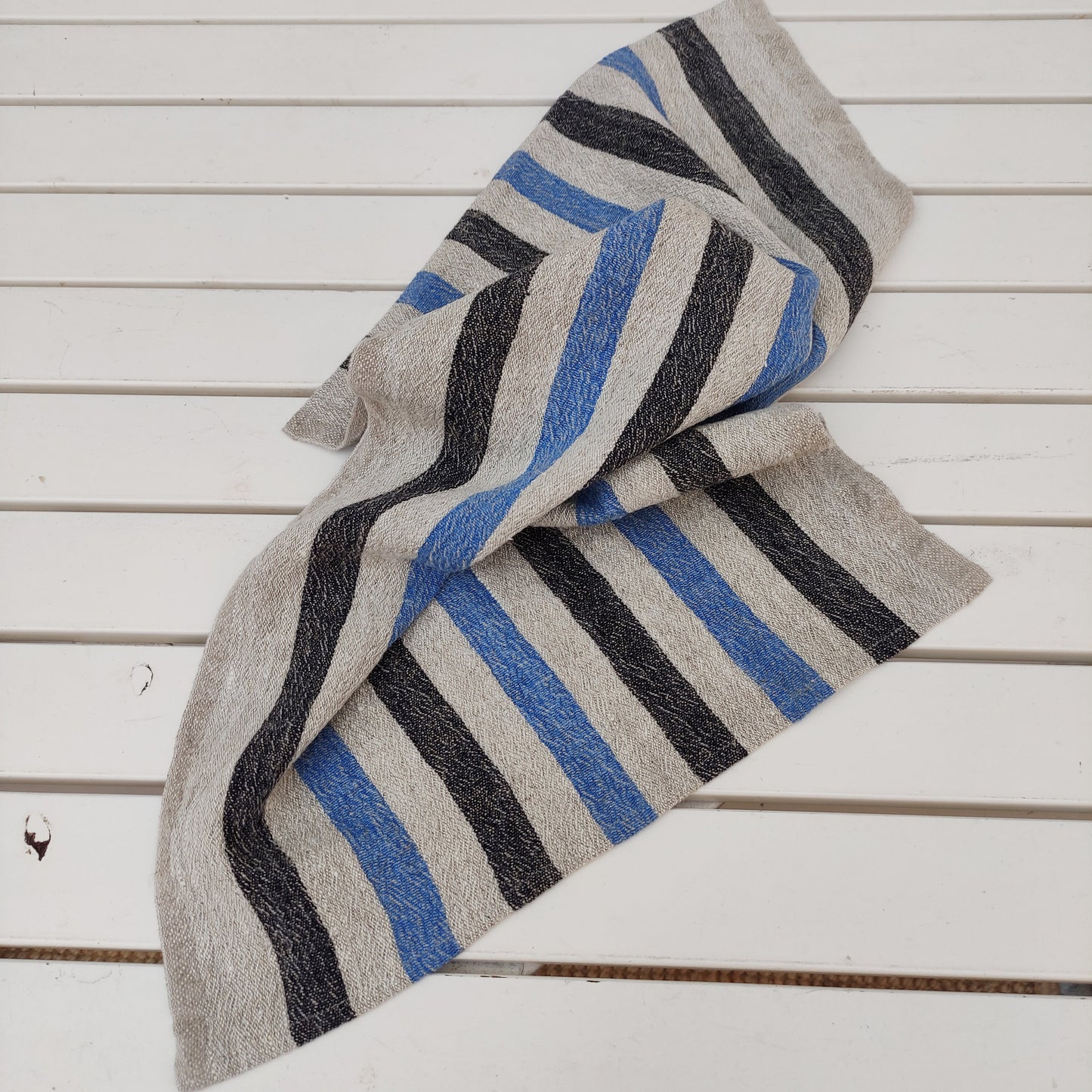 Linen towel Stonewashed STRIPEN  - heavy soft flax fabric hand towel, kitchen Dish towel in stripes