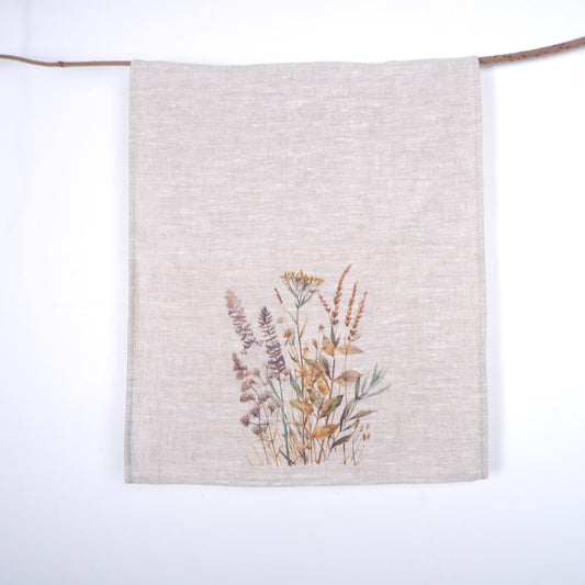 Meadow floral Tea Towel in linen, Botanical Hand Towels Tea in linen, meadow flowers linen  Dish Towel  Kitchen Décor Tea Towel in linen