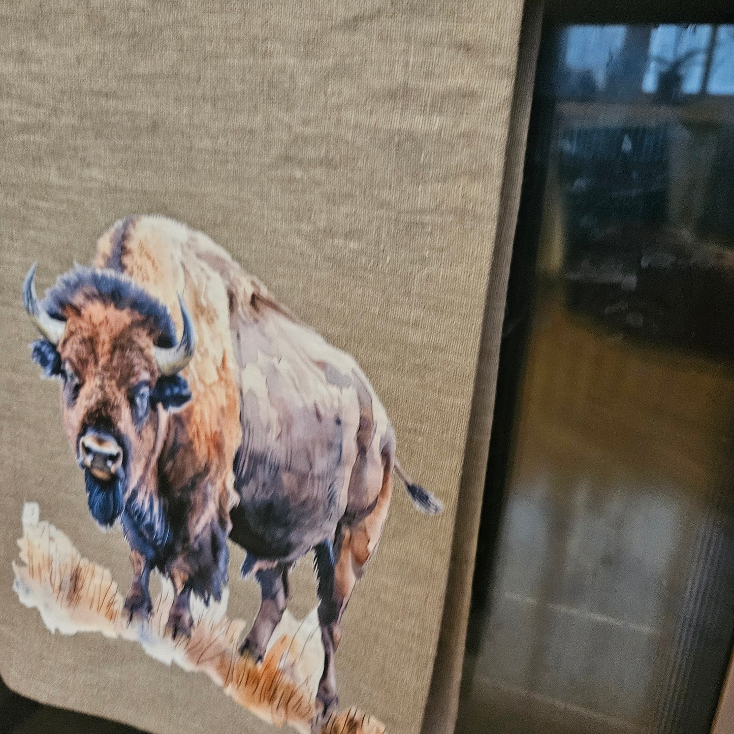 Buffalo Tea Towel in linen, Bison hand Towels Tea in linen,  pets Dish Towel  Kitchen Décor Tea Towel in linen