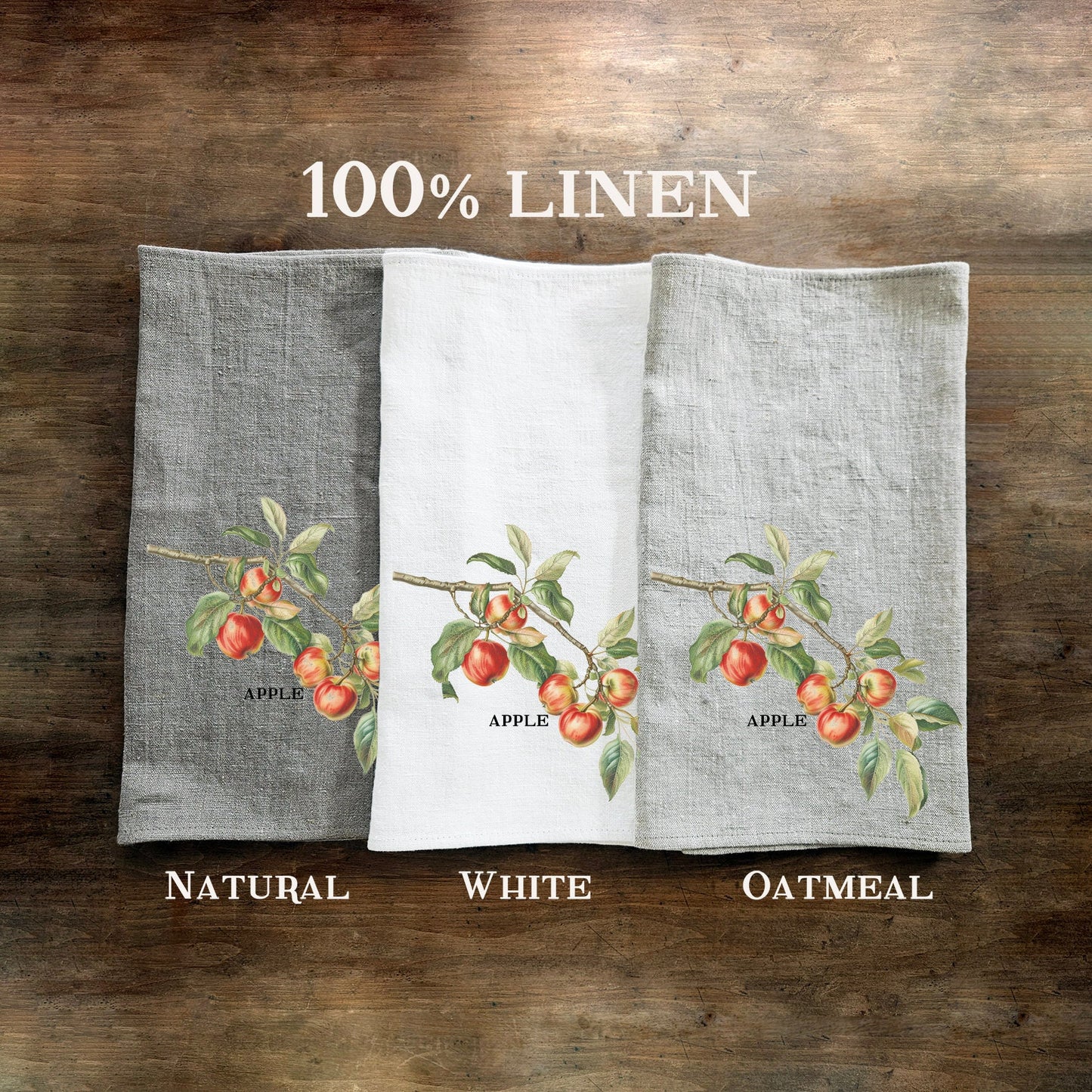 Kökshandduk med granatäpplefruktträd i linne, botaniska handdukar i linne, diskhandduk med granatäpple för köksdekor i linne
