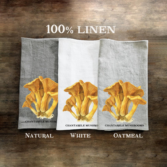 Mushroom Tea Towel in linen, Chantarele hand Towels Tea in linen,  Dish Kitchen Decor Tea Towel in linen Gift for Cook Baker Mother father
