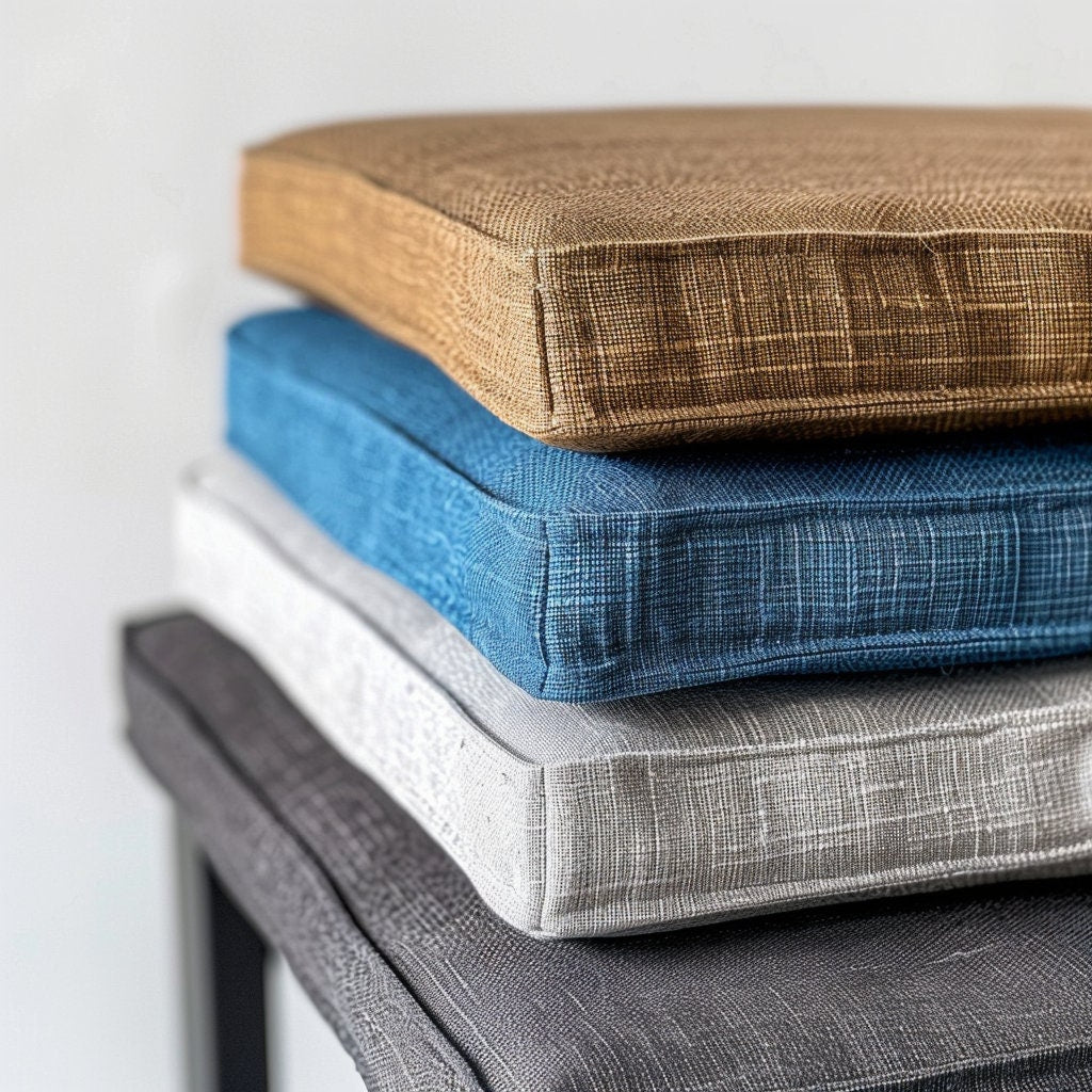 3" Bench cushion in linen in custom size, natural Window seat cushions, Handmade mudroom Cushion, Built-In Seating Kitchen Cushion
