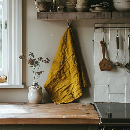 Linen kitchen towel in navy blue, guest linen towel, tea linen towels