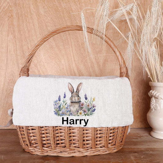 Bunny Personalized Basket Liner with monogram - Customized Easter Basket Liner  - Girl or Boy  Easter Basket Liner Rabbit