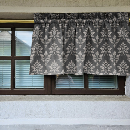 Linen Cafe Curtains in custom size block print mustard, custom size Farmhouse window panel, Living room Cafe Kitchen  valance