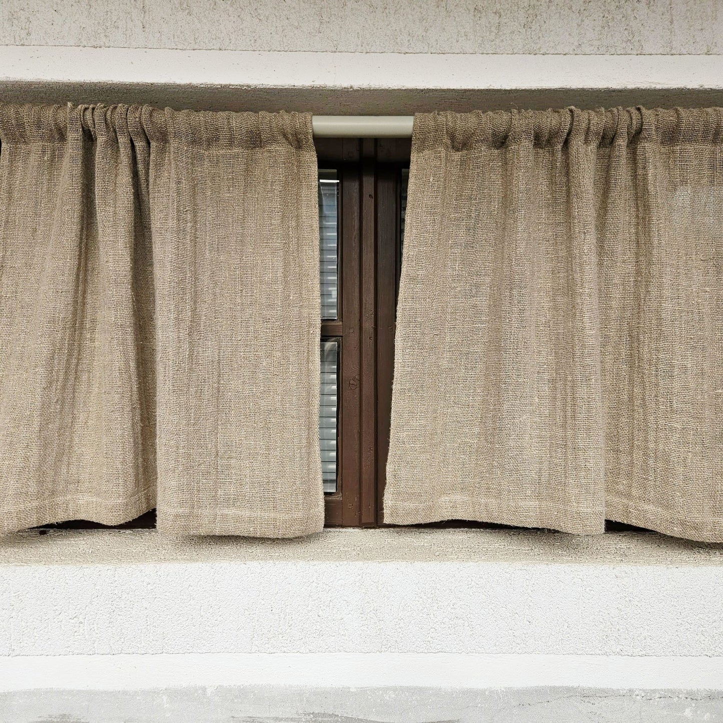 Natural grain sack Cafe Curtains, burlap Farmhous window panel, Living room Cafe Kitchen window curtain custom size