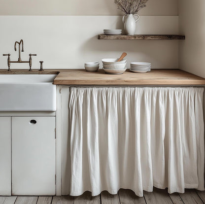 Linen Valance natural Farmhouse Pure linen window treatment - Living room Cafe Kitchen window panel -  farmhouse sink curtains in mustard
