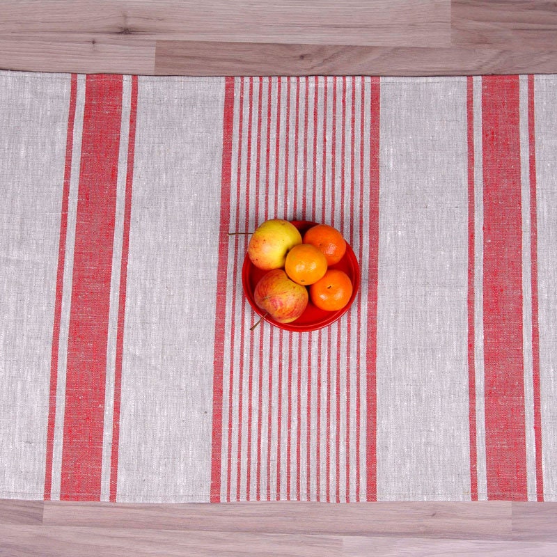 Linen runner - french sack linen. Rustic striped linen Cottage farmhouse coutry style linen. Stonewashed. 100% linen Burlap