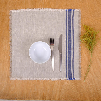 Linen napkins - French linen. Natural outmeal stripes Cottage, coutry style linen. Set of linen napkins. Stonewashed. Linen cloth napkins.