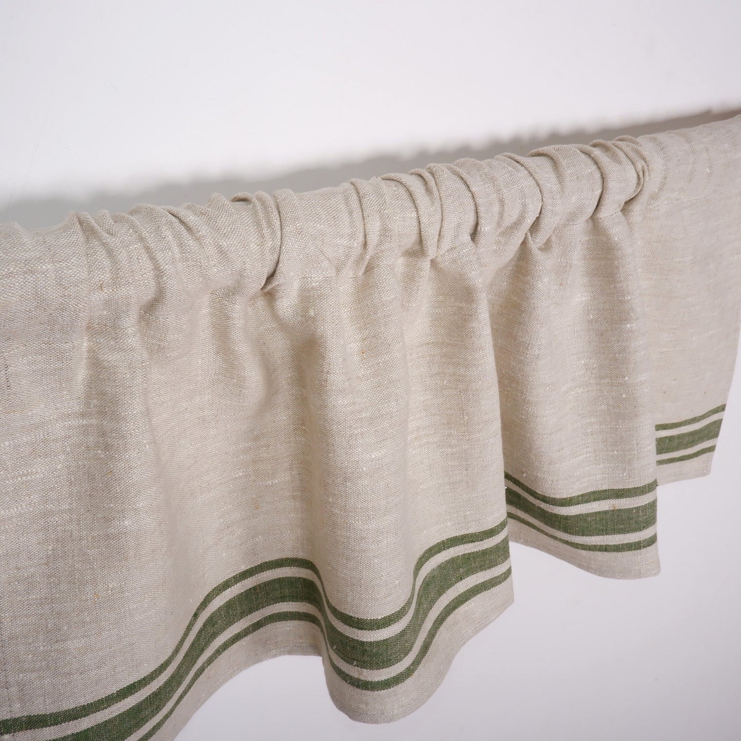 Ticking Valance - Farmhouse Curtain - Pure linen window treatment. Living room Cafe Kitchen window panel. Grain sack flax farmhouse style
