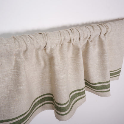 Ticking Valance - Farmhouse Curtain - Pure linen window treatment. Living room Cafe Kitchen window panel. Grain sack flax farmhouse style