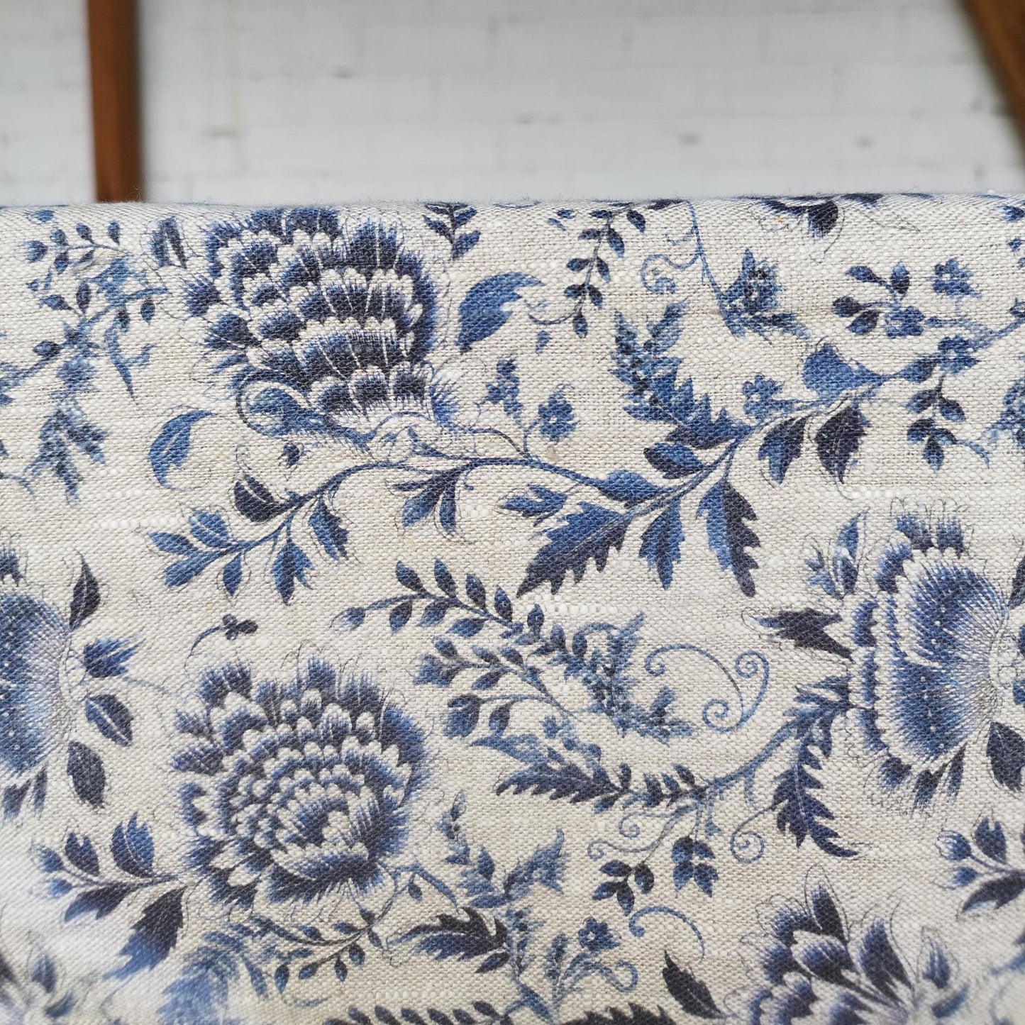 Linen foral tablecloth with blue flowers, French Retro Vintage Vibe table cloth Bohemian Wildflower Pattern