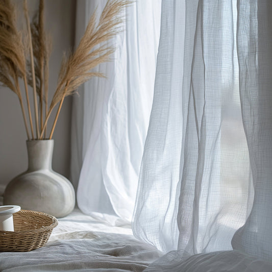 Sheer Linen Curtains, 100% linen Extra Long Curtains, Linen Curtains with rod pocket, white PREWASHED Sheer window panel