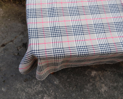 100% Linen tablecloth Tartan check brown PREWASHED French table cloth rustic rectangle square oval  country style flax custom