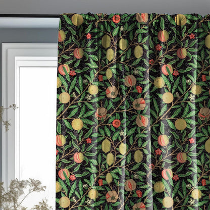 William Morris Curtain pomegranate, Floral Botanical dark Print Curtain Panels,  Curtains for living room